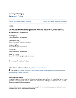 On the Growth of National Geoparks in China: Distribution, Interpretation, and Regional Comparison