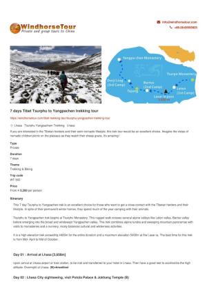 7 Days Tibet Tsurphu to Yangpachen Trekking Tour