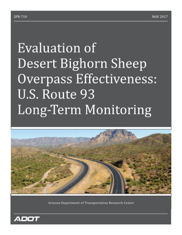 Evaluation of Desert Bighorn Sheep Overpass Effectiveness: U.S