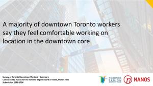 A Majority of Downtown Toronto Workers Say They Feel Comfortable Working on Location in the Downtown Core