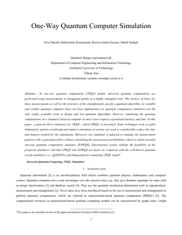 One-Way Quantum Computer Simulation