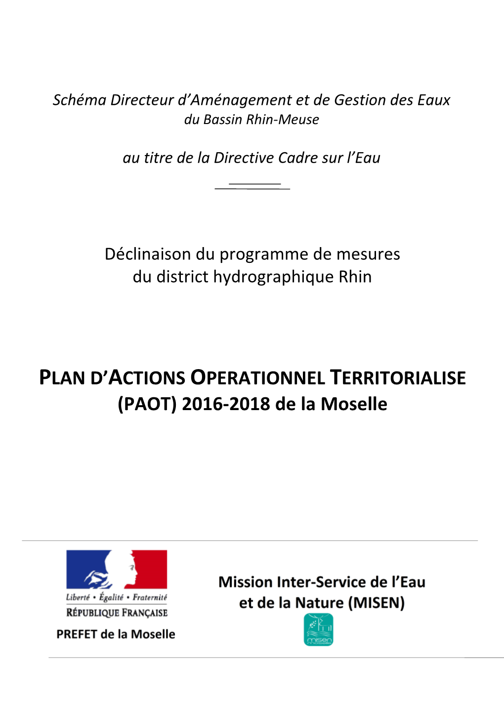 Plan D'actions Operationnel Territorialise (Paot) 2016