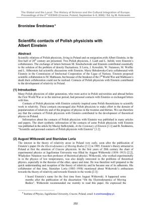 Scientific Contacts of Polish Physicists with Albert Einstein