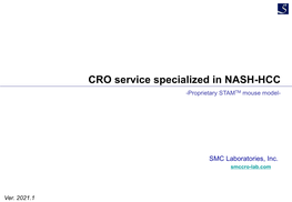 CRO Service Specialized in NASH-HCC -Proprietary STAMTM Mouse Model