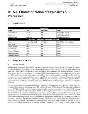 Characterization of Explosives & Precursors