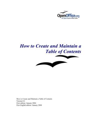 How to Create and Maintain a Table of Contents