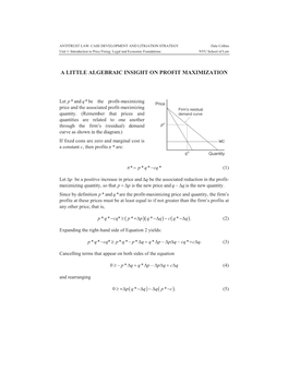 A Little Algebraic Insight on Profit Maximization