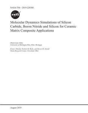 Molecular Dynamics Simulations of Silicon Carbide, Boron Nitride and Silicon for Ceramic Matrix Composite Applications