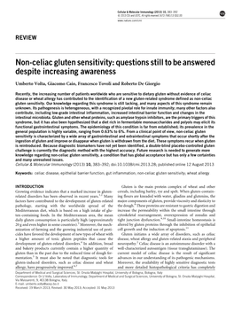 Non-Celiac Gluten Sensitivity: Questions Still to Be Answered Despite Increasing Awareness