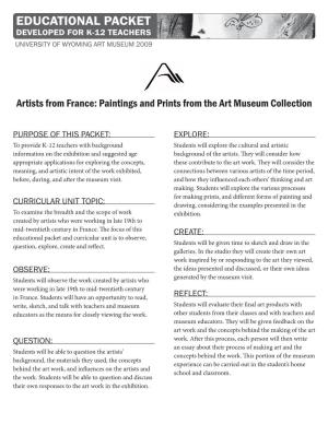 Artists from France: Paintings and Prints from the Art Museum Collection