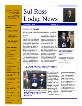 Sul Ross Lodge News