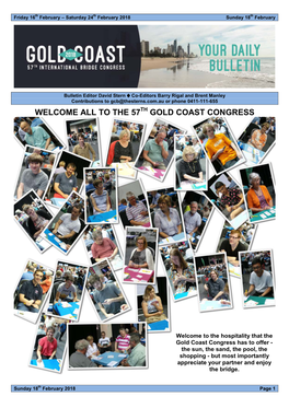 Welcome All to the 57 Gold Coast Congress