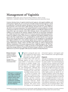 Management of Vaginitis MARION K