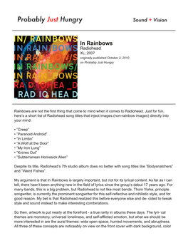 In Rainbows Radiohead XL; 2007 Originally Published October 2, 2010 on Probably Just Hungry