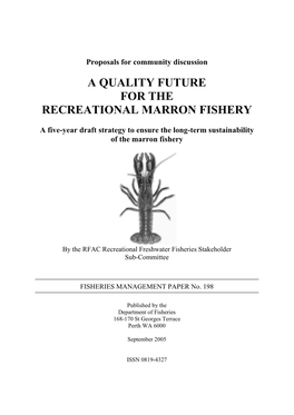A Quality Future for the Recreational Marron Fishery