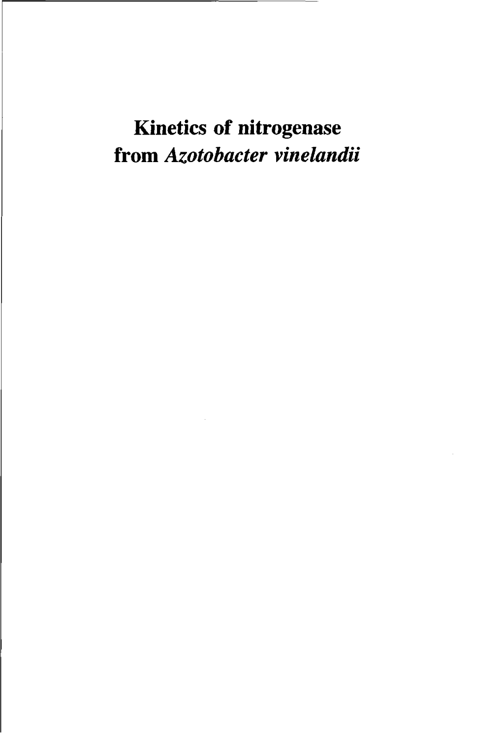 Kinetics of Nitrogenase Fromazotobacter Vinelandii Promotor: Dr