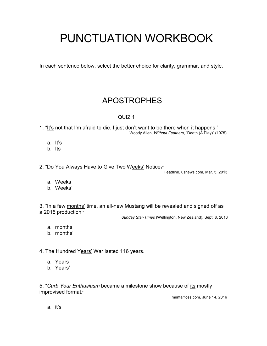 Punctuation Workbook