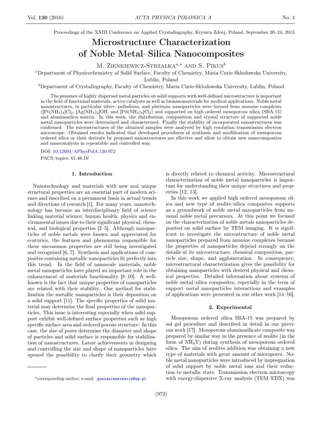 Microstructure Characterization of Noble Metal–Silica Nanocomposites M