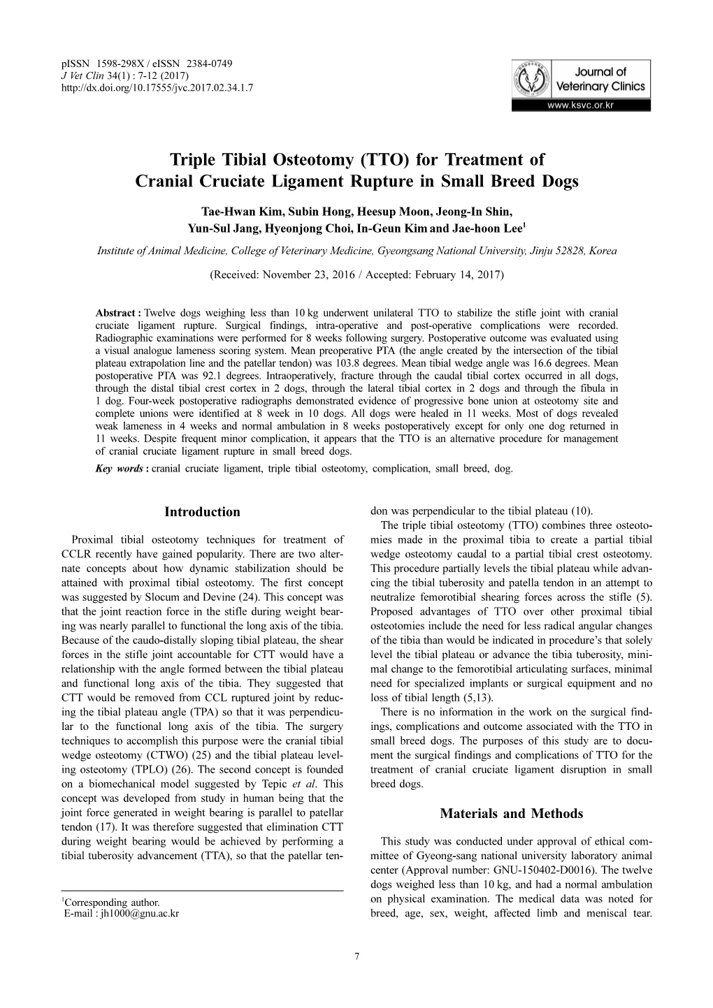 Triple Tibial Osteotomy (TTO) for Treatment of Cranial Cruciate Ligament Rupture in Small Breed Dogs