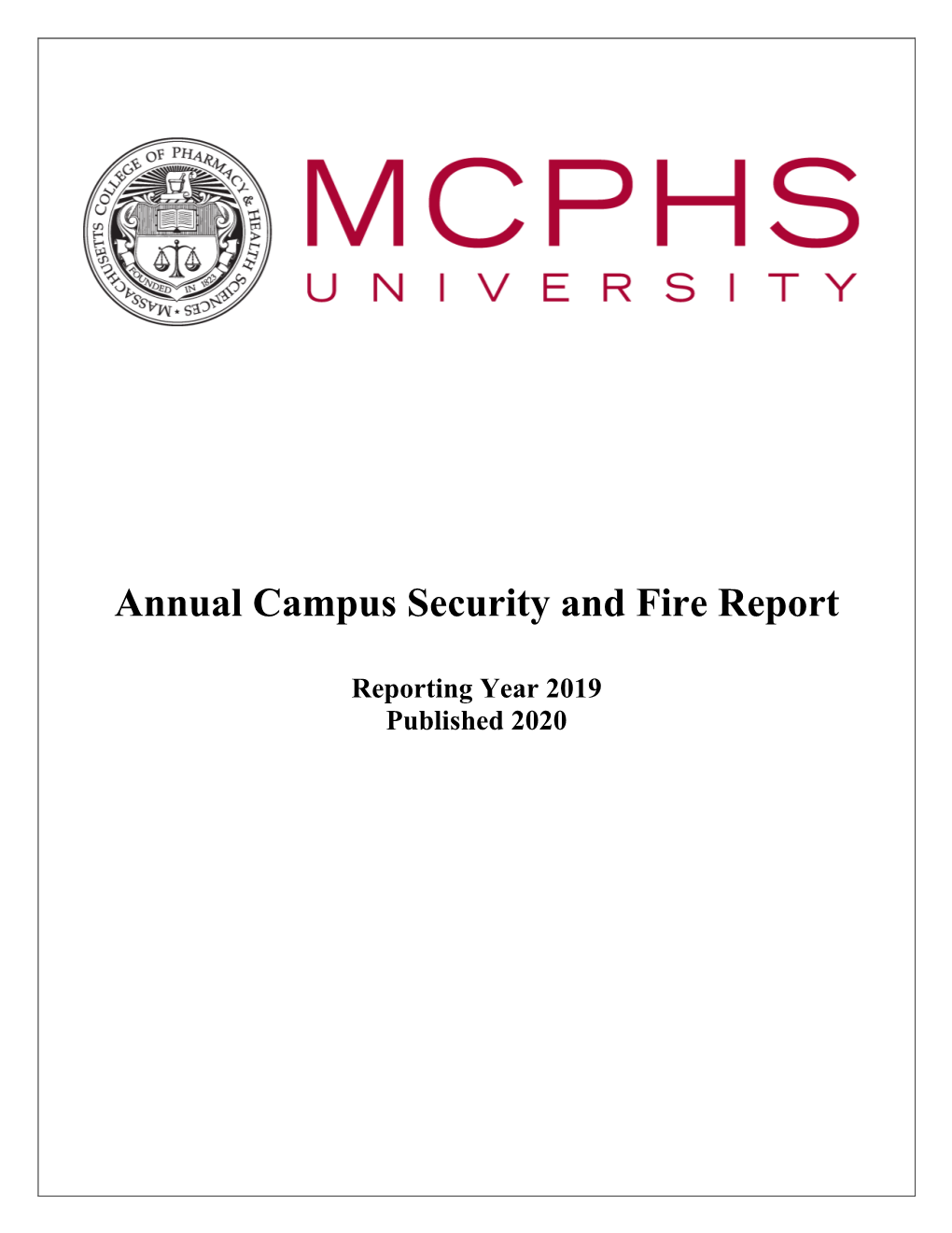 Annual Campus Security and Fire Report