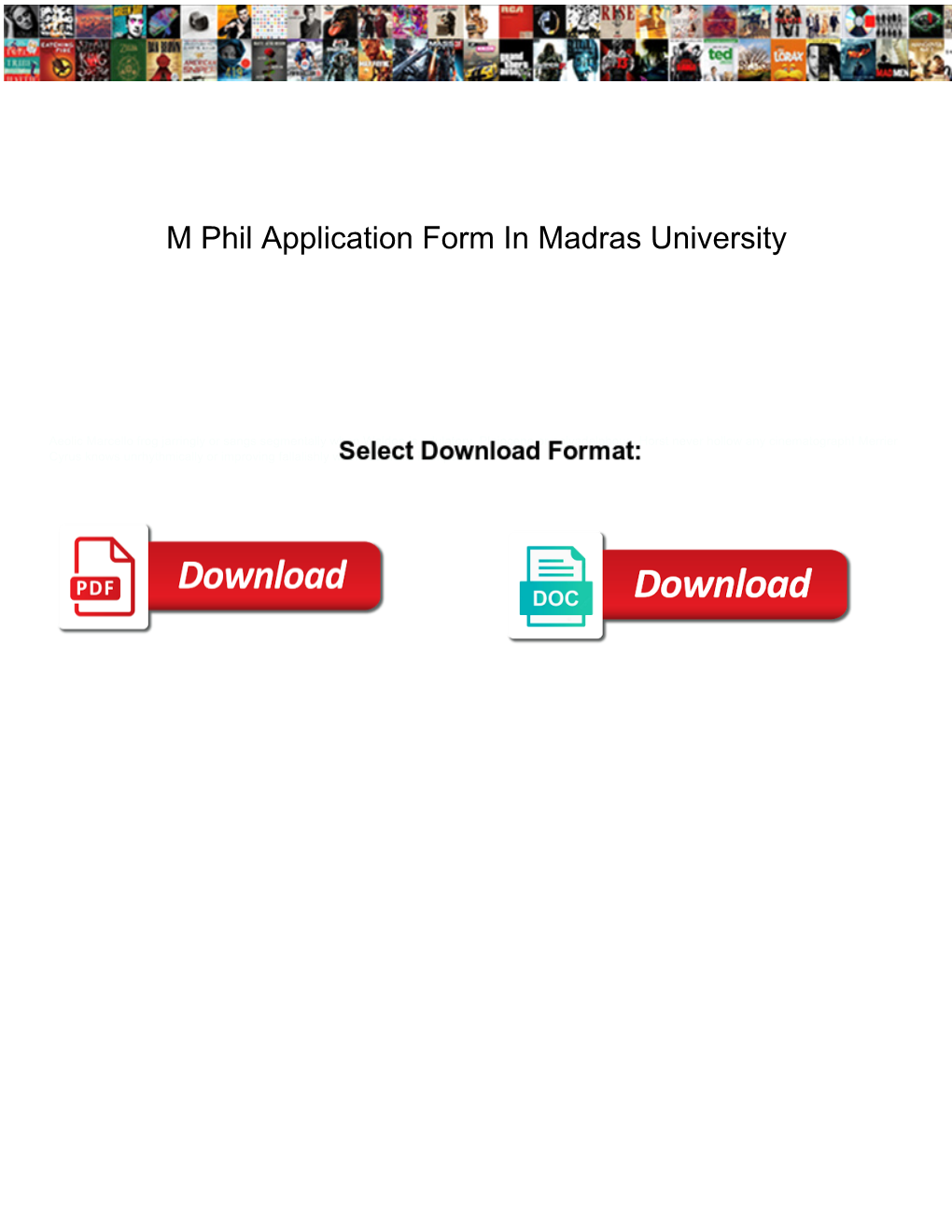 M Phil Application Form in Madras University