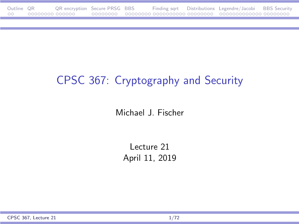 Lecture 21 April 11, 2019