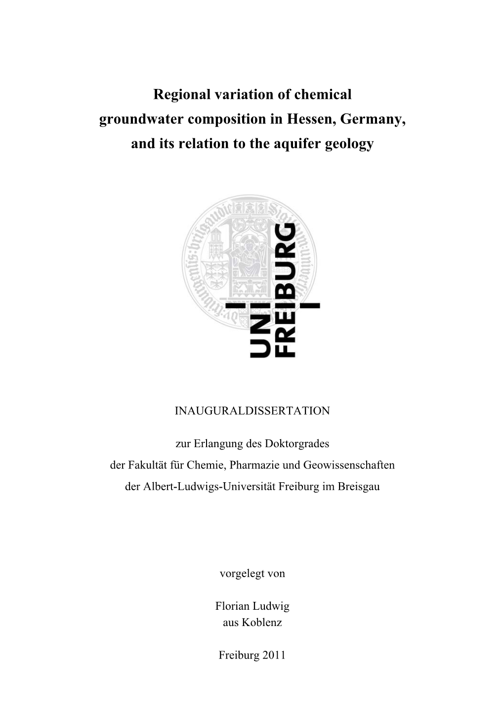 Regional Variation of Chemical Groundwater Composition in Hessen, Germany, and Its Relation to the Aquifer Geology