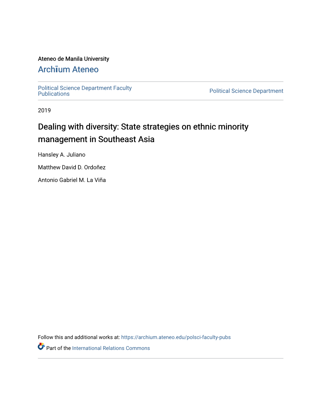 State Strategies on Ethnic Minority Management in Southeast Asia