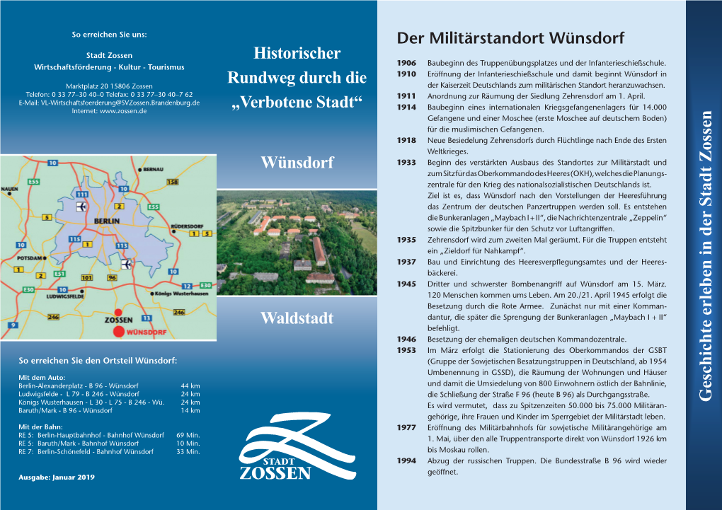 Verbotene Stadt“ Rundweg Durch Die Rundweg Durch Die „Verbotene Stadt“ Historischer Waldstadt Wünsdorf Historischer Waldstadt Wünsdorf