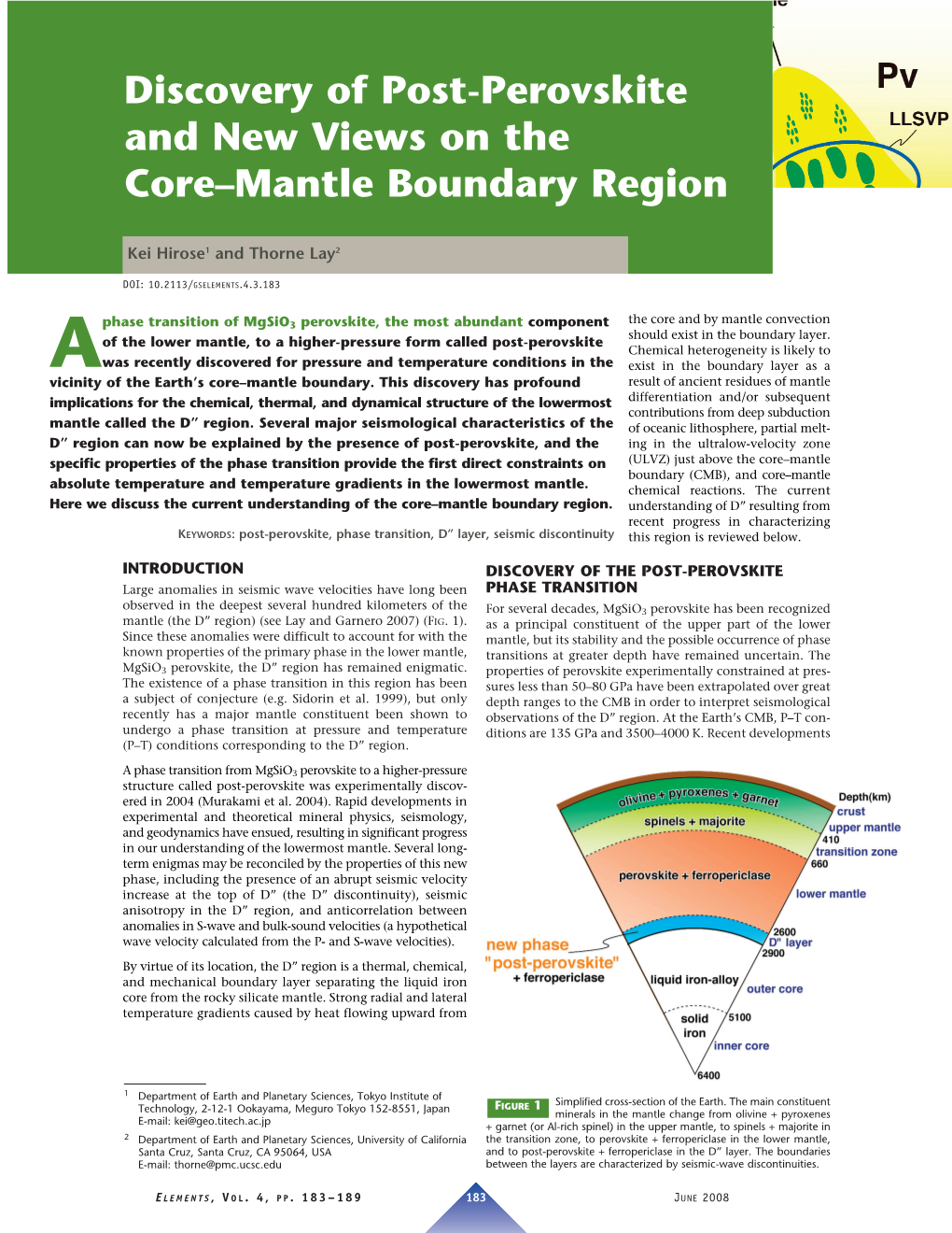 Discovery of Post-Perovskite and New Views on the Core–Mantle Boundary Region