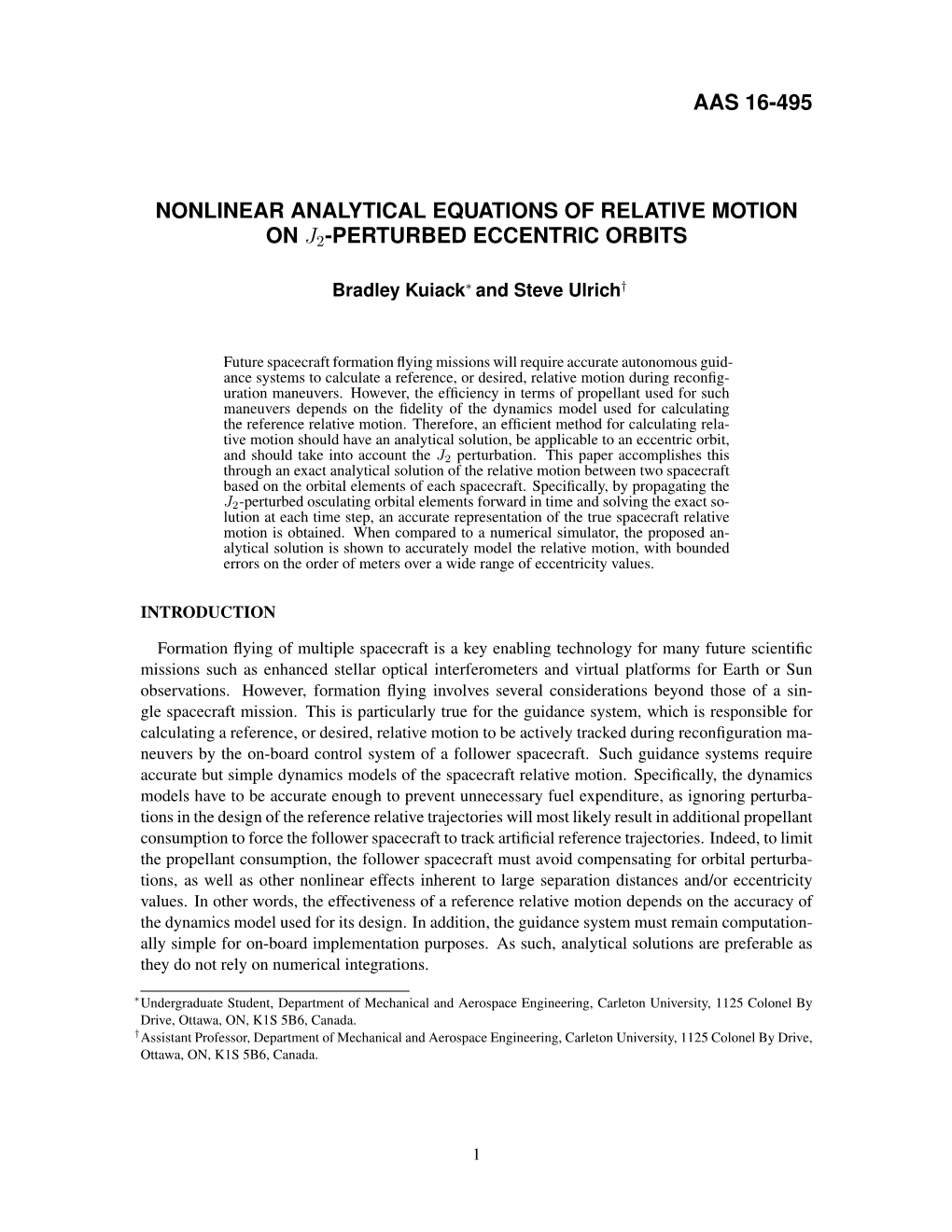 Aas 16-495 Nonlinear Analytical Equations Of