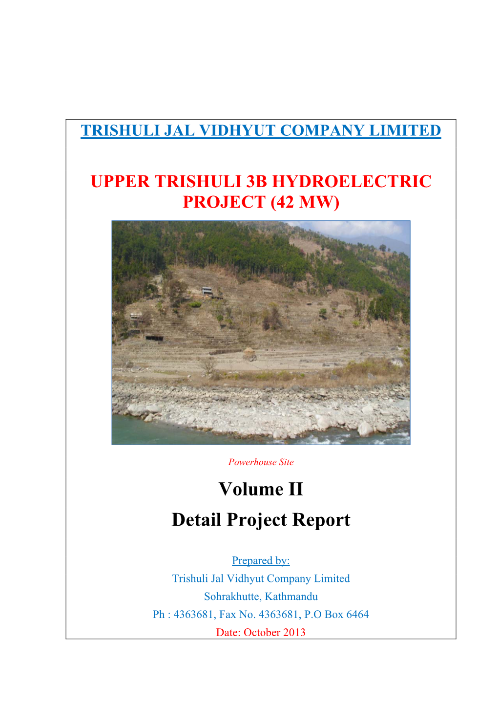 Volume II Detail Project Report