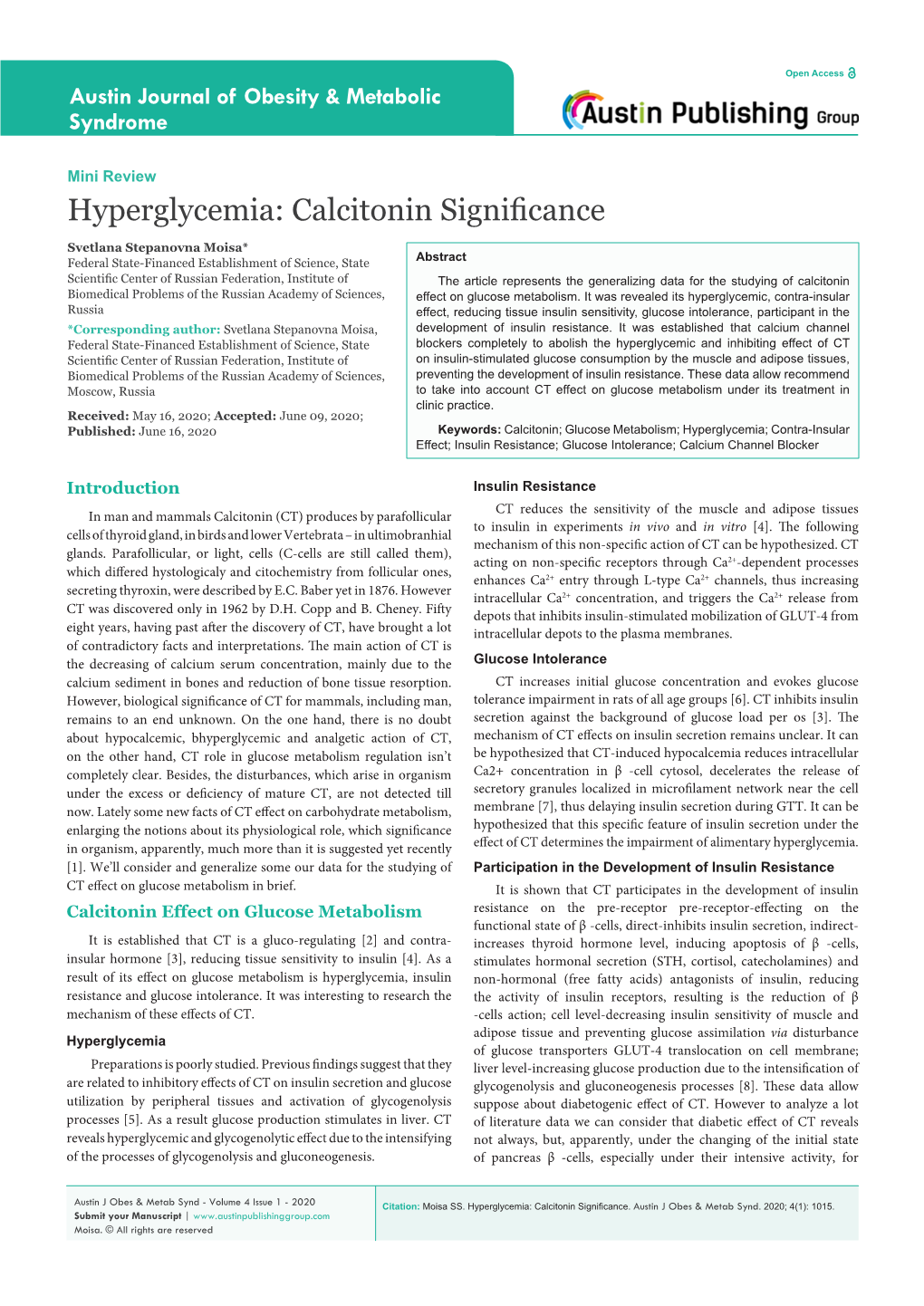 Hyperglycemia: Calcitonin Significance