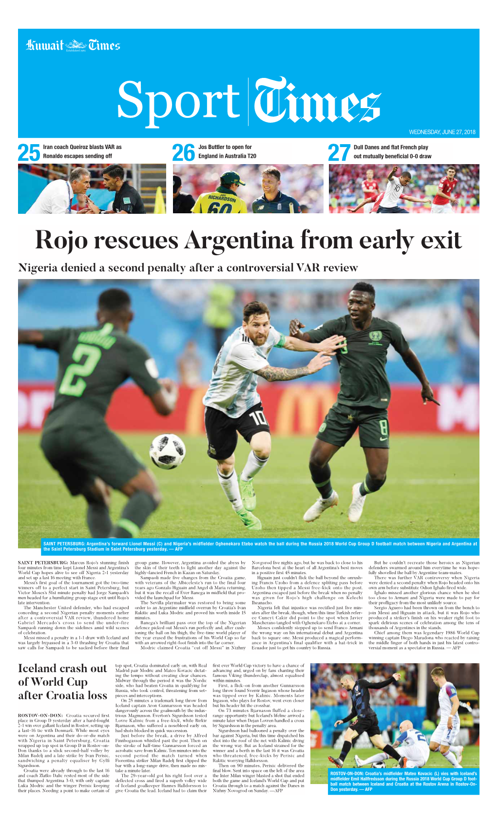 Rojo Rescues Argentina from Early Exit Nigeria Denied a Second Penalty After a Controversial VAR Review