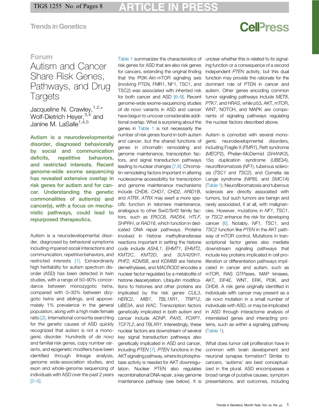 Autism and Cancer Share Risk Genes, Pathways, and Drug Targets