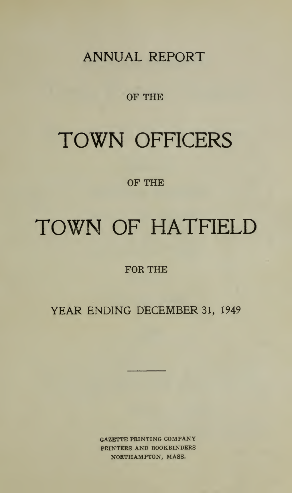 Hatfield Annual Town Report