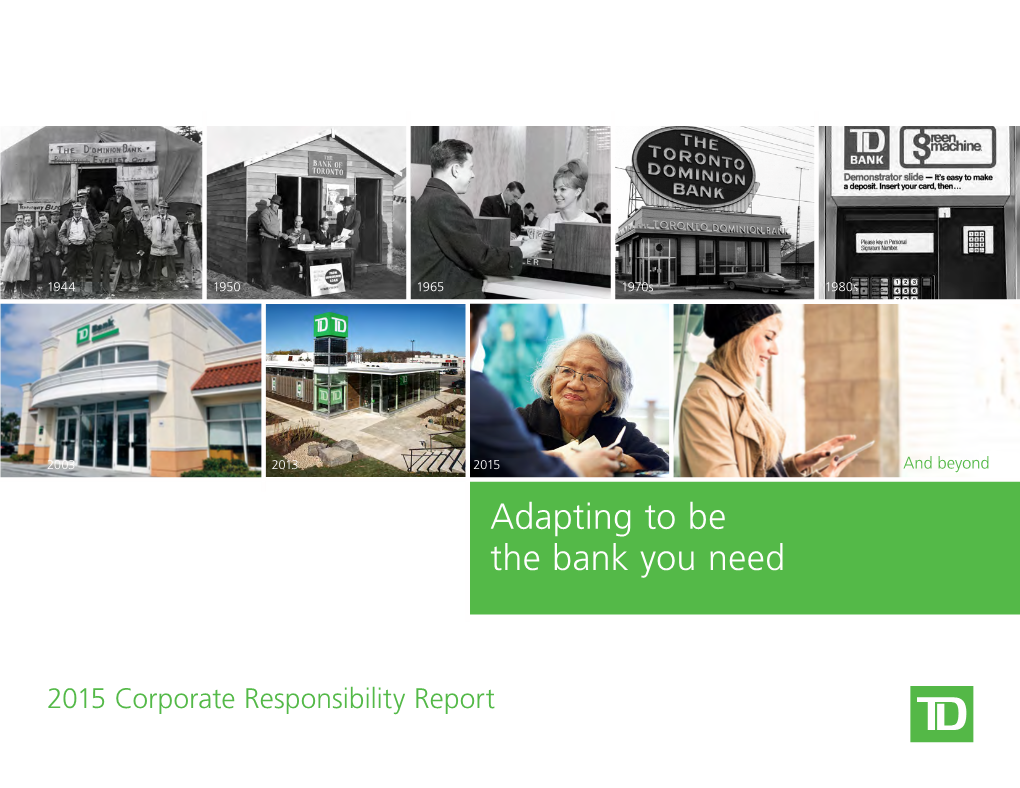 TD's 2015 Corporate Responsibility Report