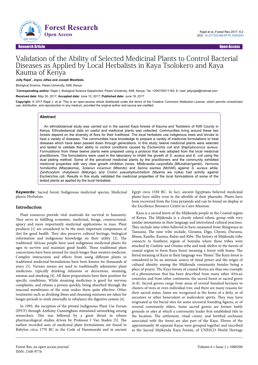 Validation of the Ability of Selected Medicinal Plants to Control