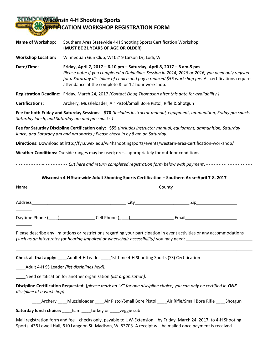 Certification Workshop Registration Form