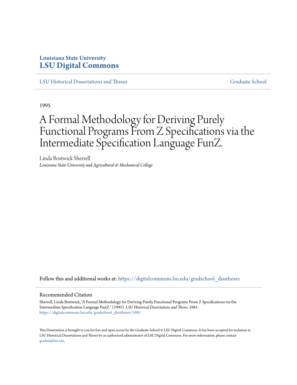 A Formal Methodology for Deriving Purely Functional Programs from Z Specifications Via the Intermediate Specification Language Funz