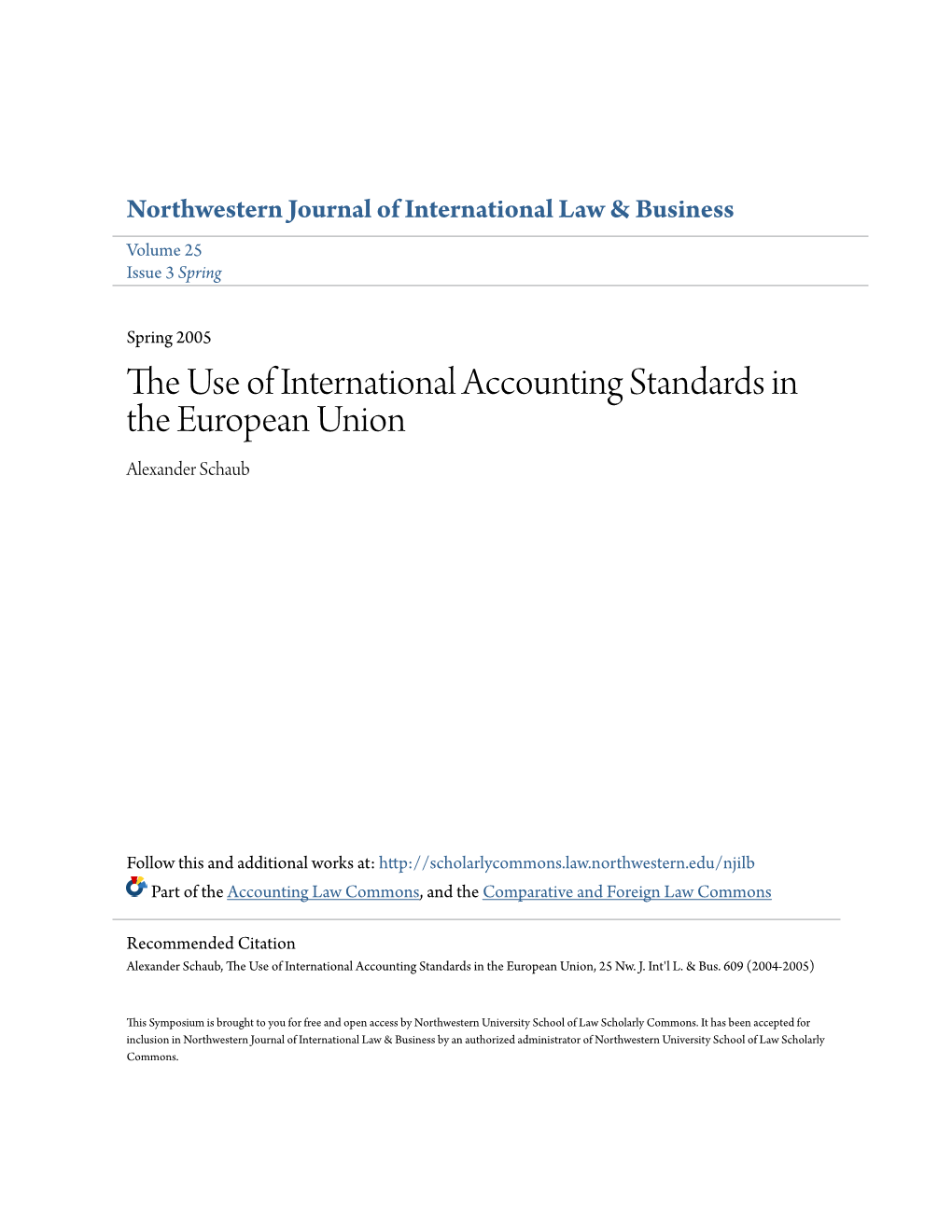 The Use of International Accounting Standards in the European Union