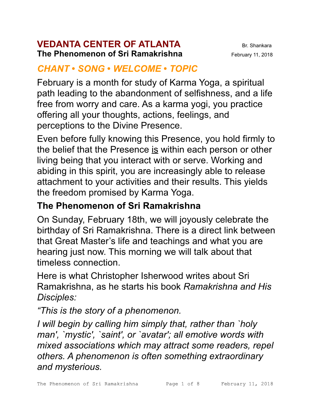 The Phenomenon of Sri Ramakrishna