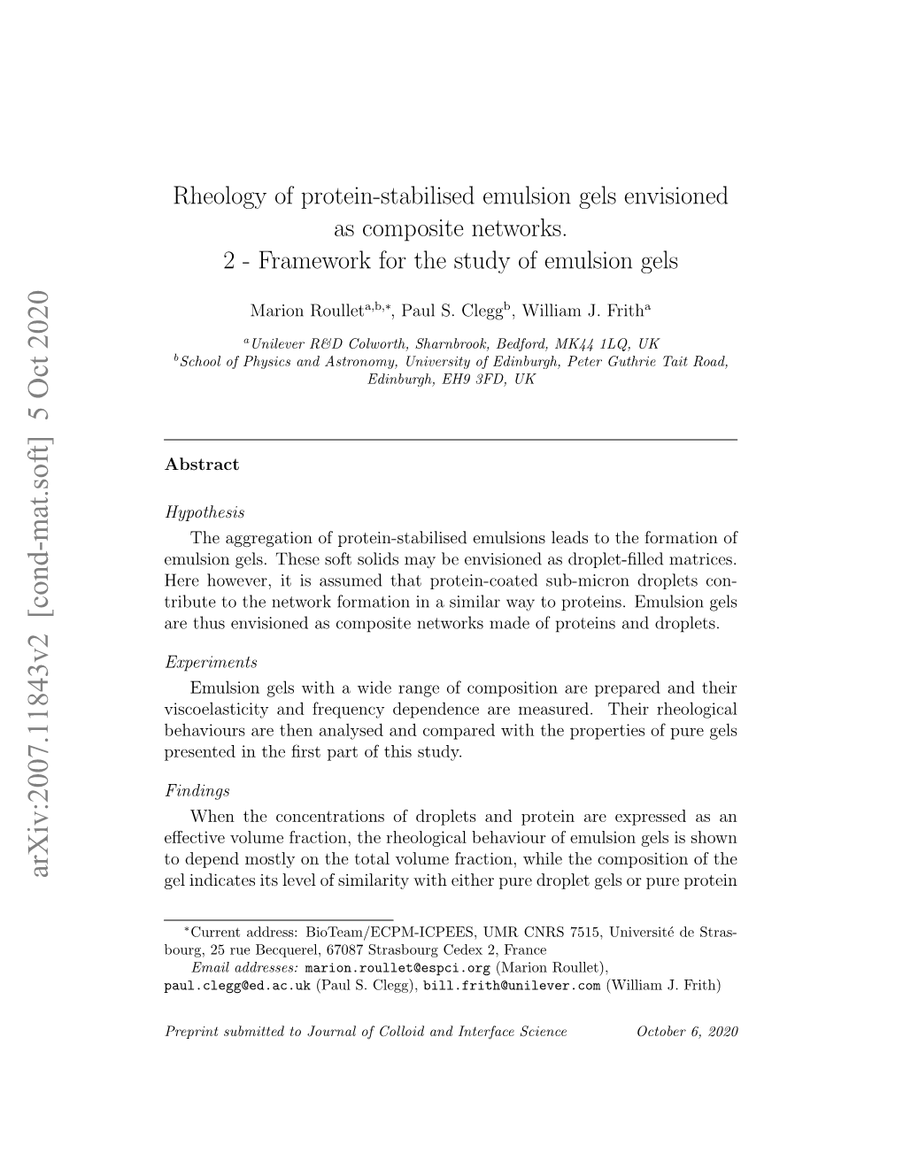 Rheology of Protein-Stabilised Emulsion Gels Envisioned As Composite Networks. 2 - Framework for the Study of Emulsion Gels