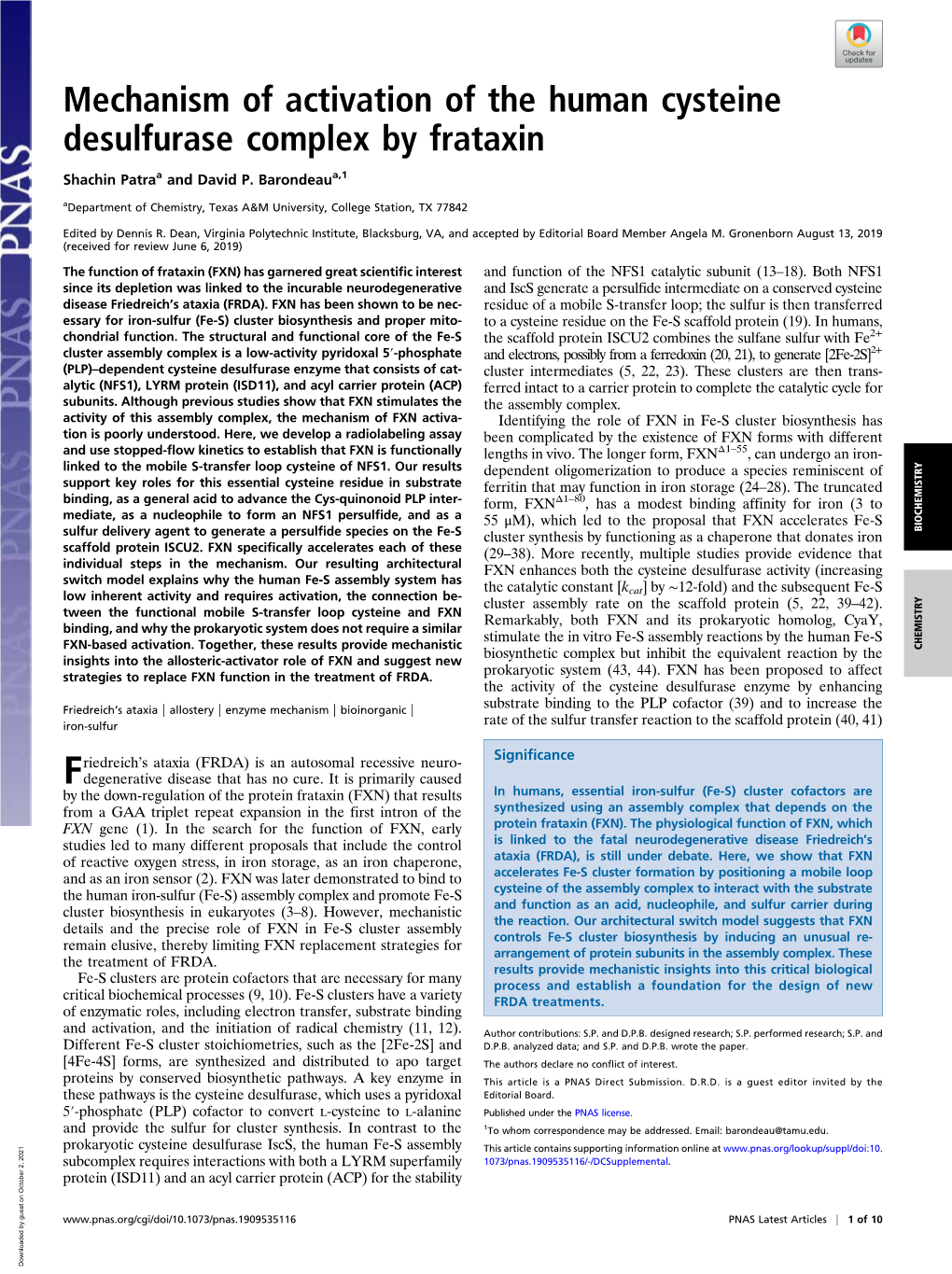 Mechanism of Activation of the Human Cysteine Desulfurase Complex by Frataxin