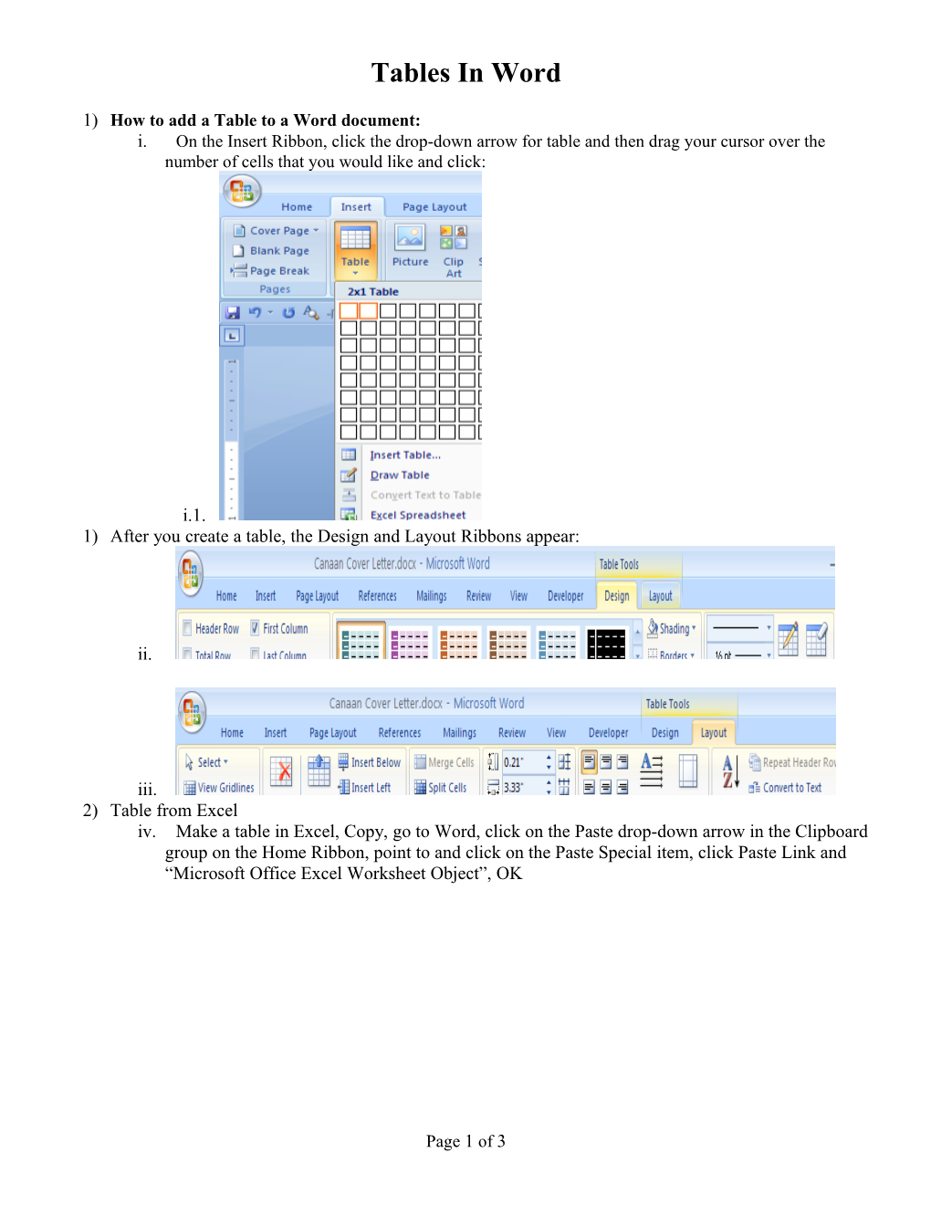 1) How to Add a Table to a Word Document