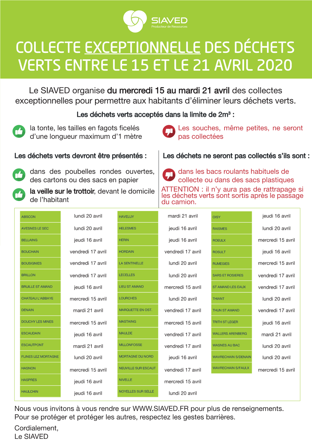 Collecte Exceptionnelle Des Déchets Verts Entre Le 15 Et Le 21 Avril 2020