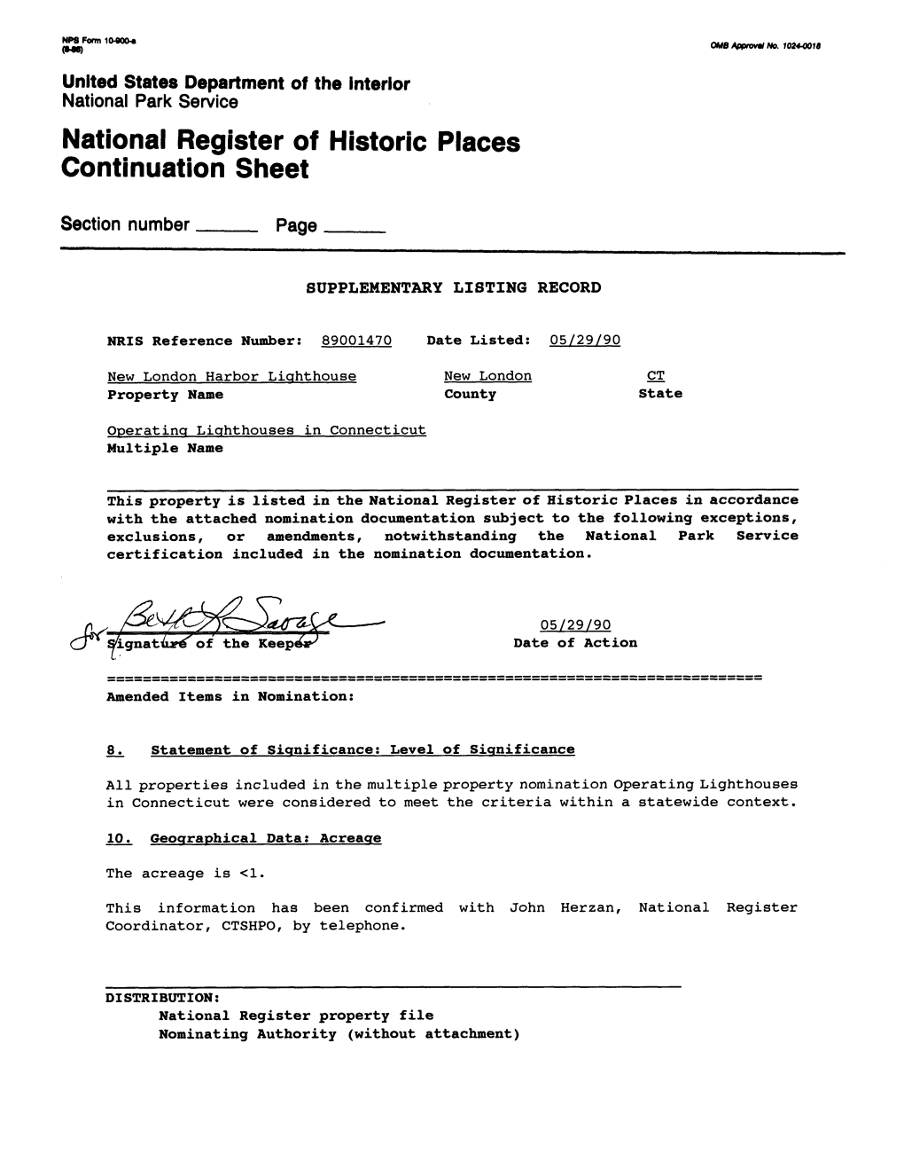 National Register of Historic Places Continuation Sheet