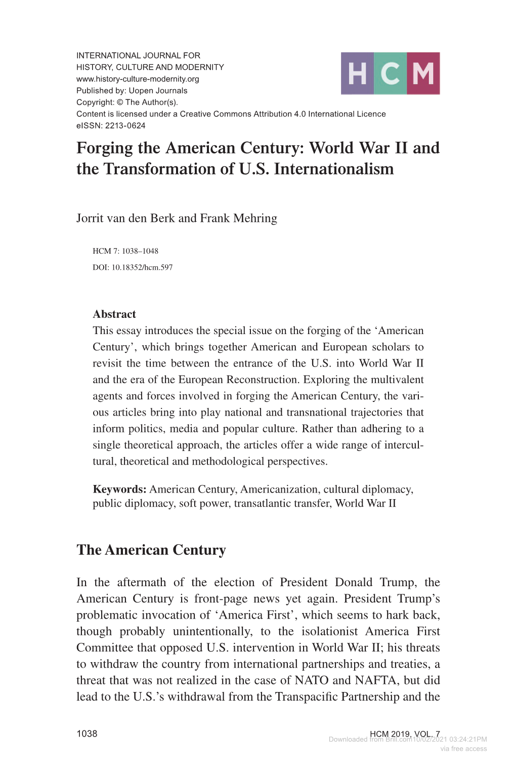 Forging the American Century: World War II and the Transformation of U.S