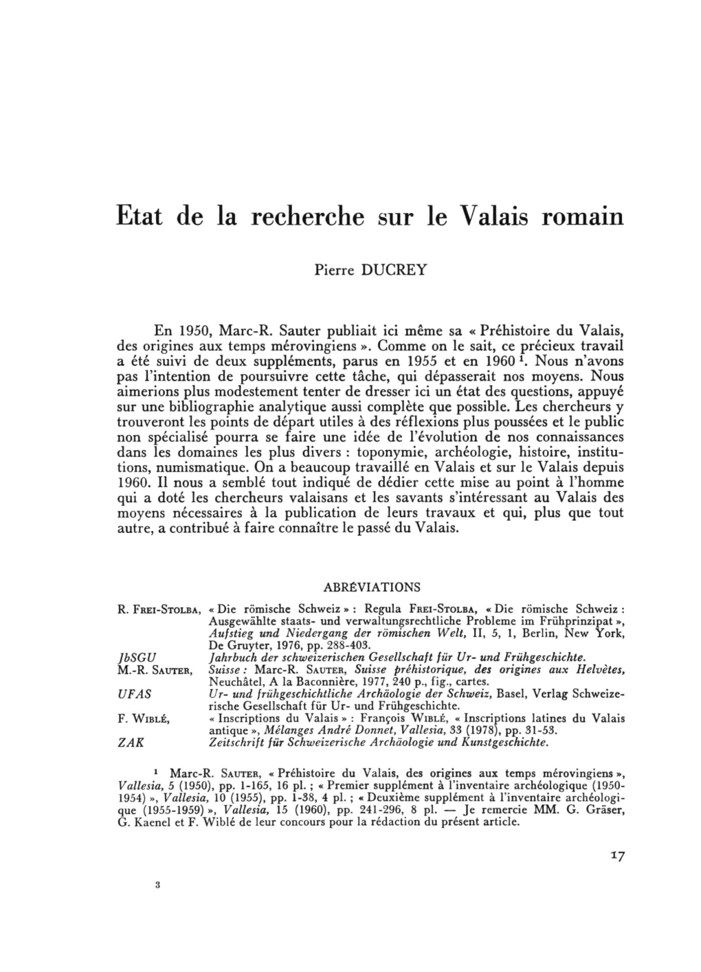 Etat De La Recherche Sur Le Valais Romain