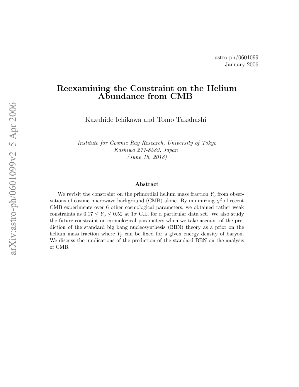 Reexamining the Constraint on the Helium Abundance From